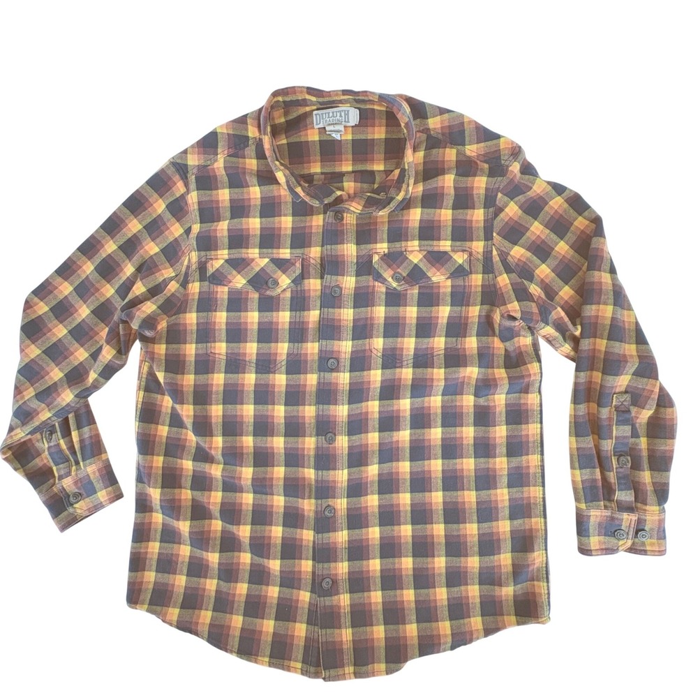 Duluth‎ Trading Co Mens Plaid Flannel Shirt Long Sleeve Standard Fit L
